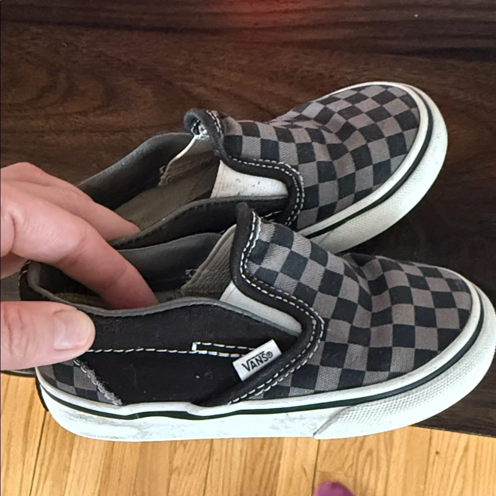 Vans Toddler Black and Gray Checkered Slip-On Sneakers - Picture 1 of 1
